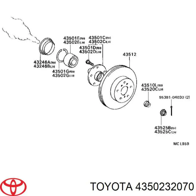 Маточина передня 4350232070 Toyota