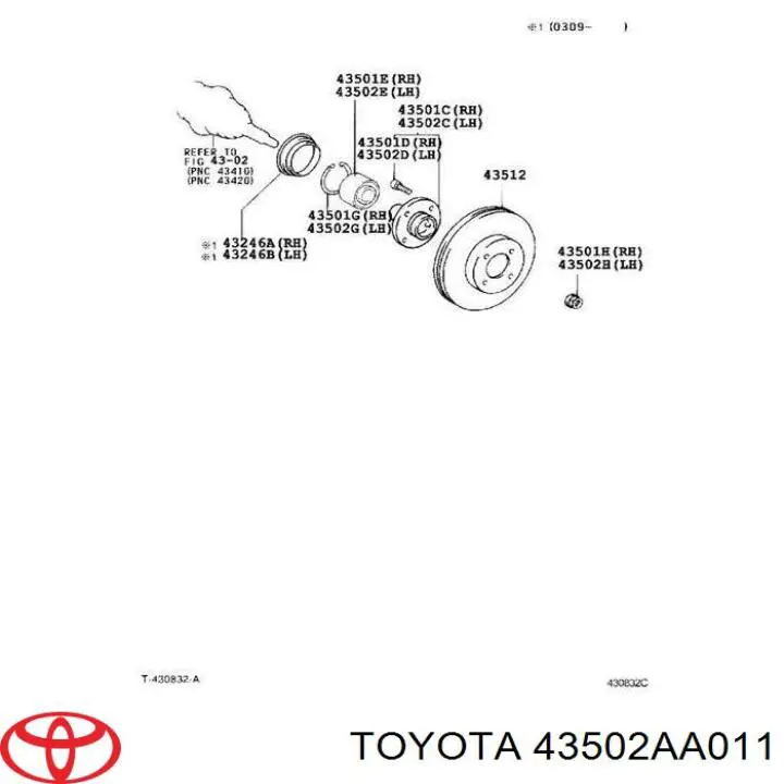 43502AA011 Toyota Маточина (передня)