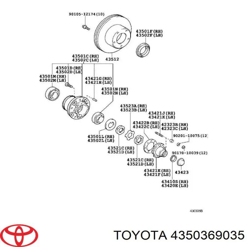 4350369035 Toyota маточина передня