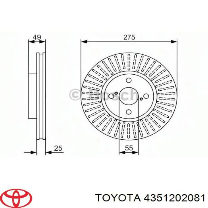 4351202081 Toyota Гальмо дискове переднє