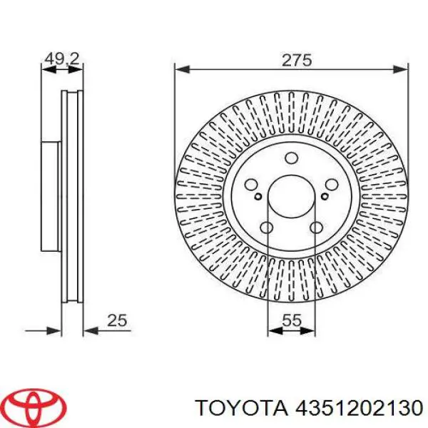 Диск переднього гальма Toyota 4351202130 ціна, від 34.11 USD