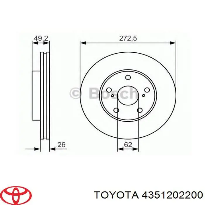 Купити 4351202200 Toyota Ротор гальмівний