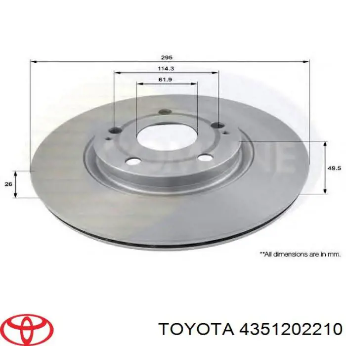 4351202210 Toyota диск гальмівний передній