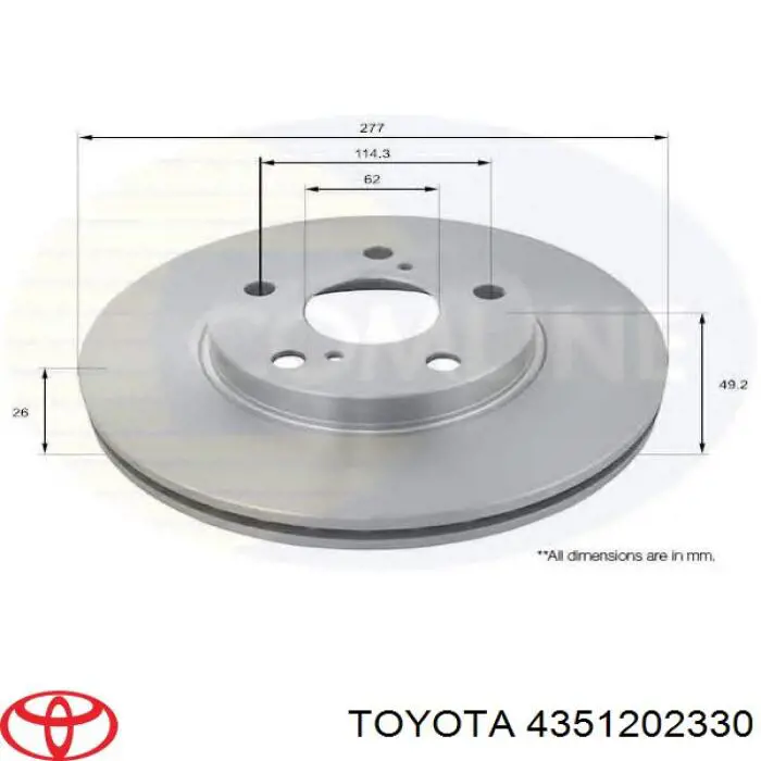 Диск переднього гальма Toyota 4351202330 ціна, від 45.10 USD