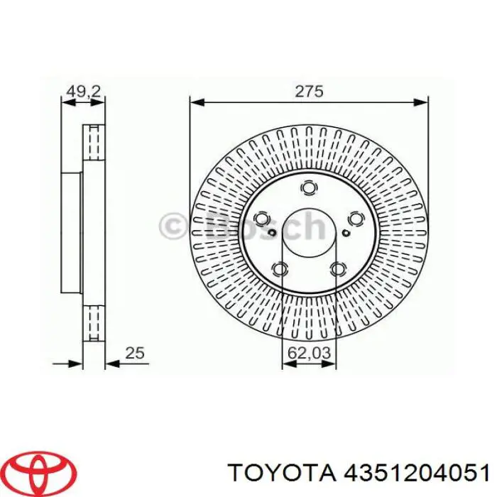 Диск переднього гальма Toyota 4351204051 ціна, від 46.23 USD