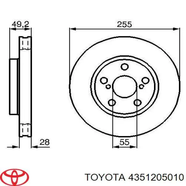 Диск переднього гальма Toyota 4351205010 ціна, від 30.48 USD