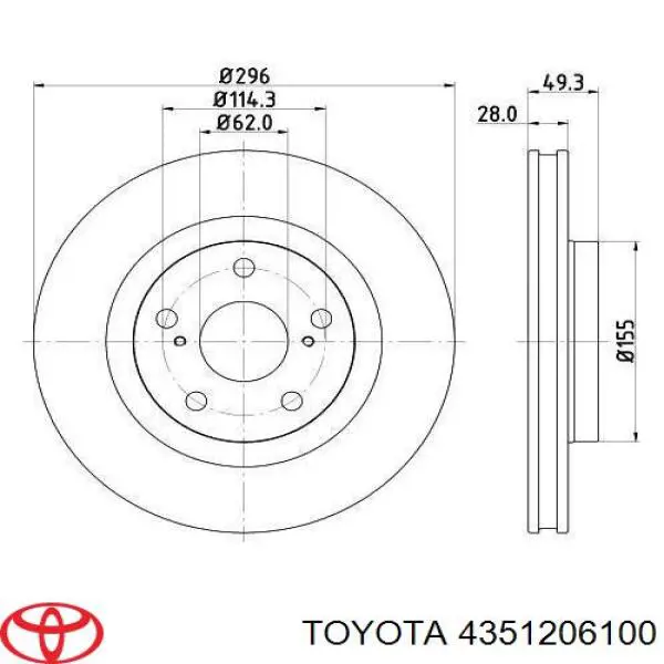 Купити 4351206100 Toyota Ротор гальмівний