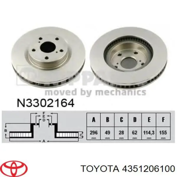 Диск переднього гальма Toyota 4351206100 ціна, від 45.34 USD