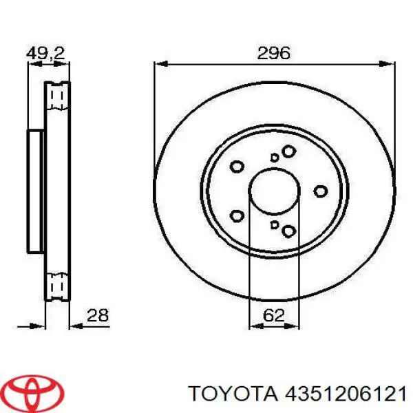 4351206121 Toyota Гальмо дискове переднє