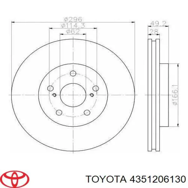 Диск гальмівний передній Toyota 4351206130
