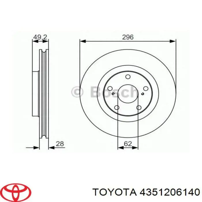 Диск переднього гальма Toyota 4351206140 ціна, від 45.44 USD