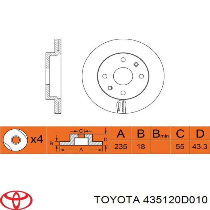Гальмівні диски передні 435120D010 Toyota
