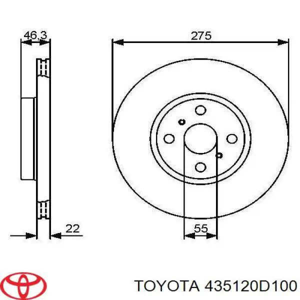 Гальмівні диски передні 435120D100 Toyota