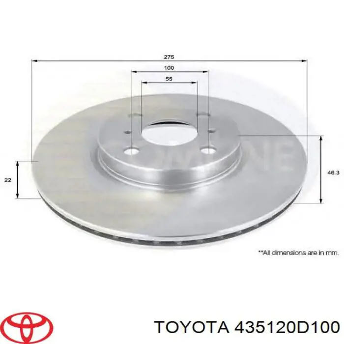 435120D100 Toyota Гальмо дискове переднє