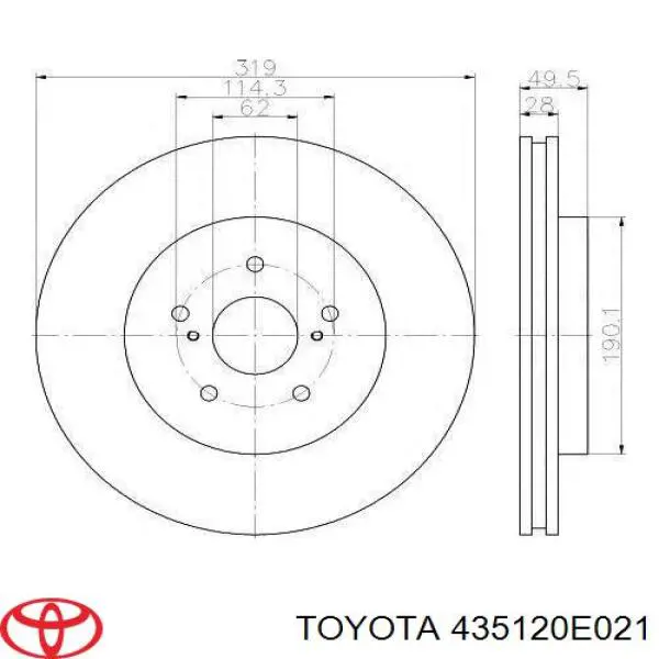 Диск переднього гальма Toyota 435120E021 ціна, від 55.79 USD