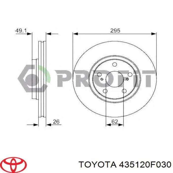 435120F030 Toyota диск гальмівний передній