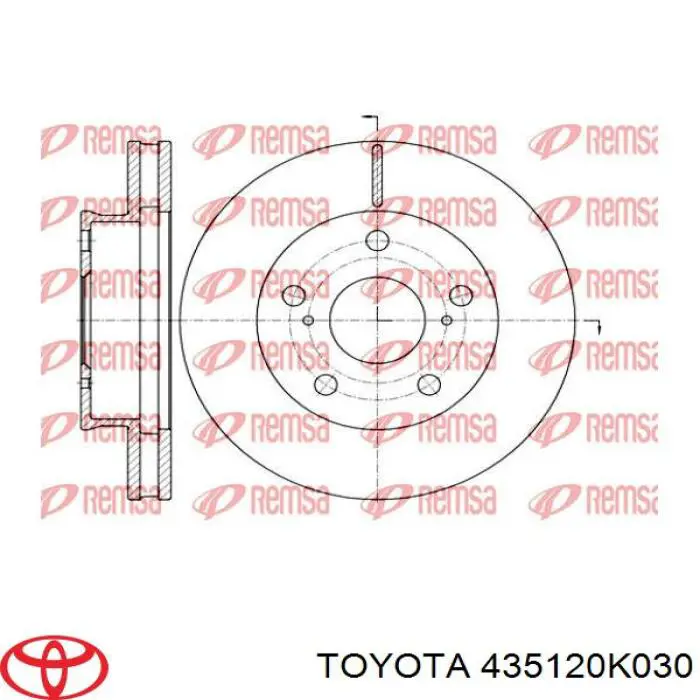 Гальмівні диски передні 435120K020 Toyota