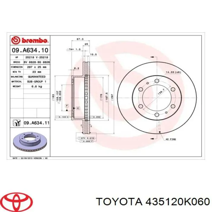 Диск гальмівний передній 435120K060 Toyota