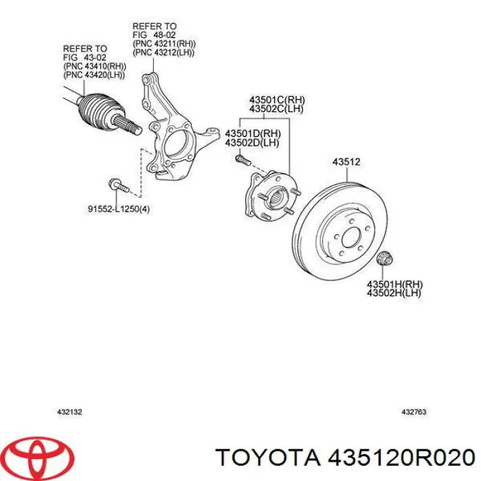 Диск переднього гальма Toyota 435120R020 ціна, від 56.10 USD