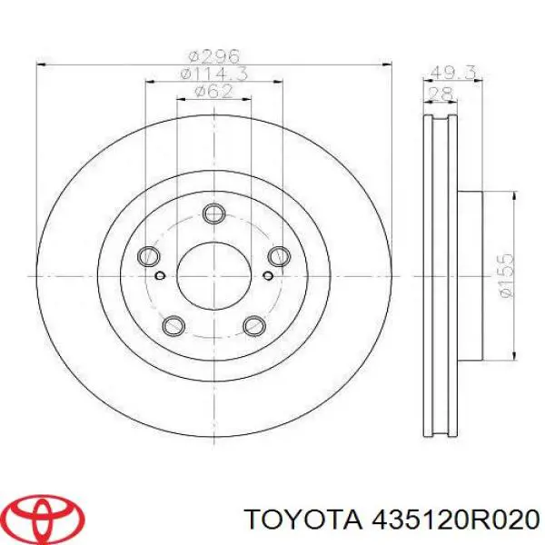 435120R020 Toyota Гальмо дискове переднє