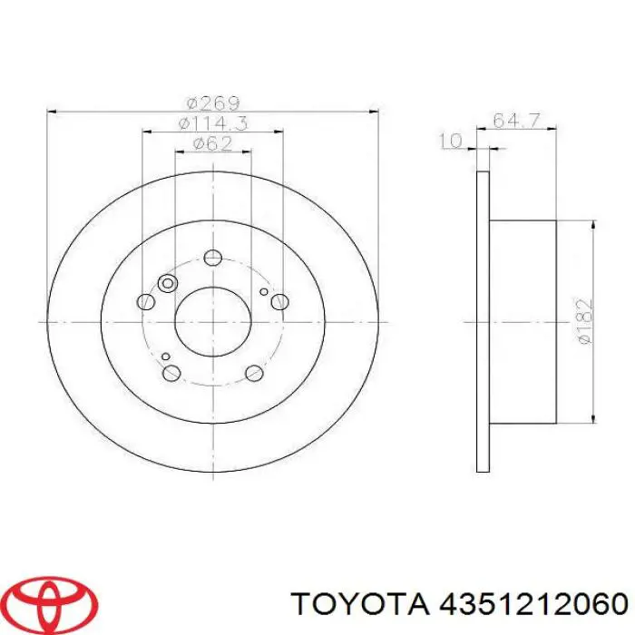 Диск гальмівний передній 4351212060 Toyota