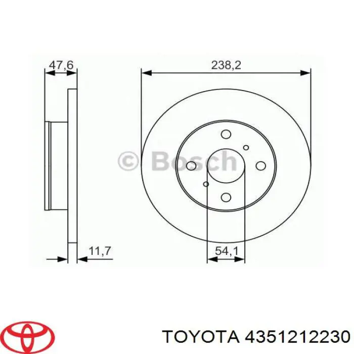 Диск гальмівний передній 4351212230 Toyota