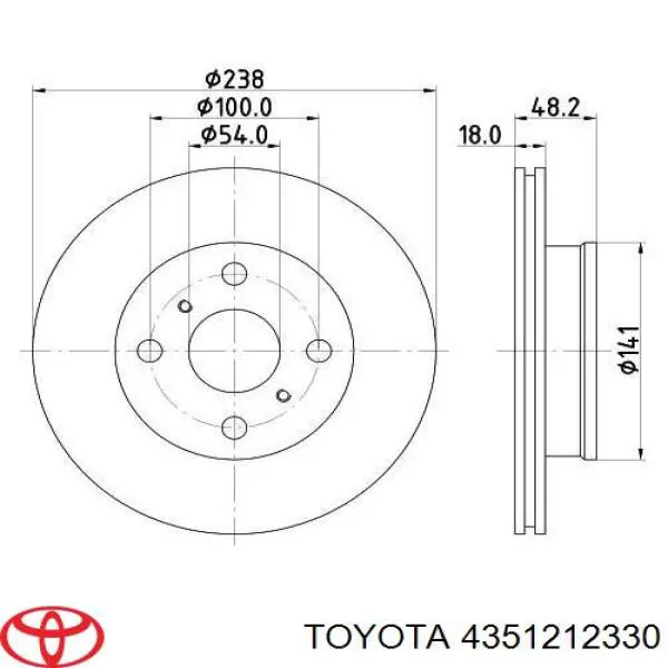 Диск переднього гальма Toyota 4351212330 ціна, від 25.78 USD