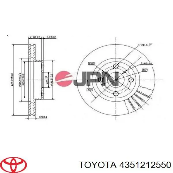 Гальмівні диски передні 4351212550 Toyota