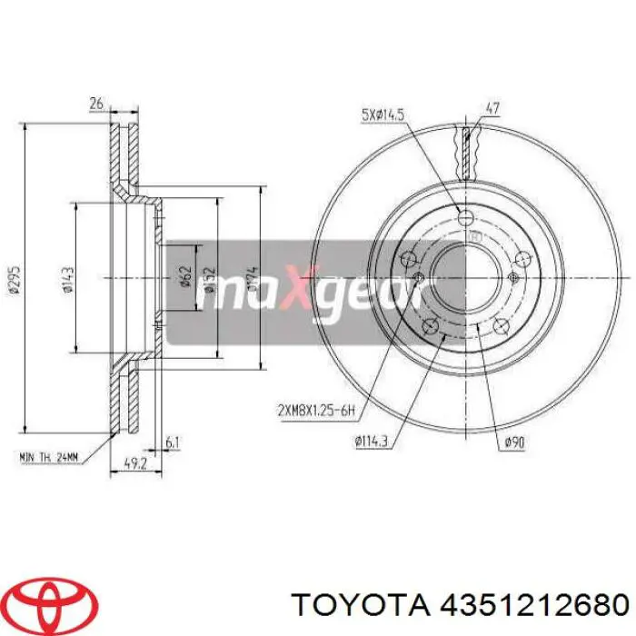 Диск гальмівний передній Toyota 4351212680