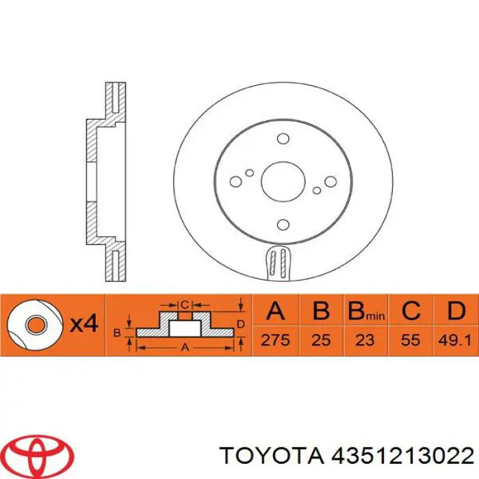 Диск переднього гальма Toyota 4351213022 ціна, від 39.45 USD