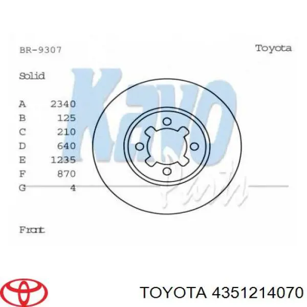 Гальмівні диски передні 4351214070 Toyota