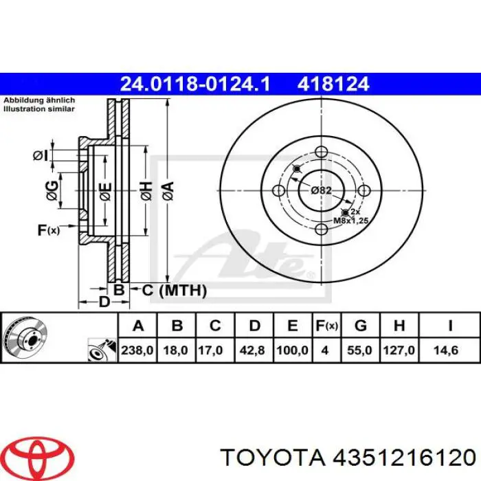 Гальмівні диски передні 4351216120 Toyota