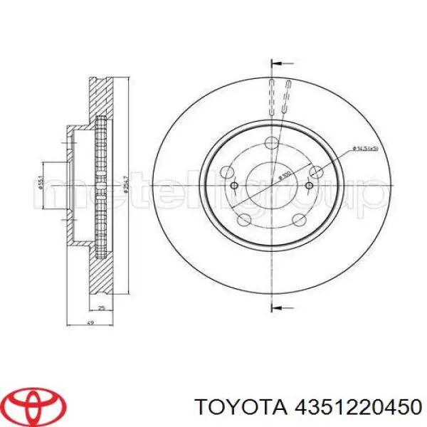 4351220450 Toyota Гальмо дискове переднє
