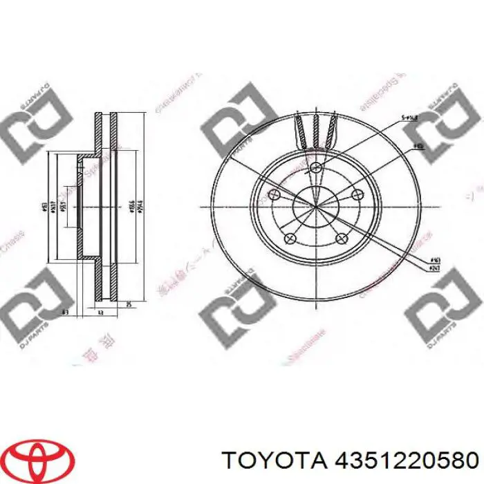 Диск переднього гальма Toyota 4351220580 ціна, від 30.23 USD