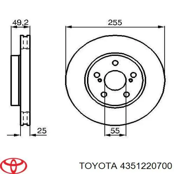 Гальмівні диски передні 4351220700 Toyota