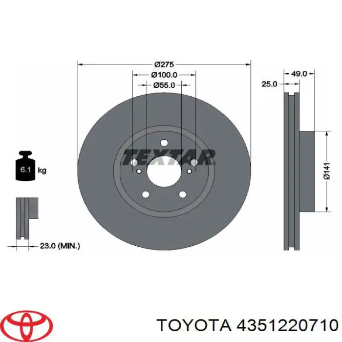 Купити 4351220710 Toyota Ротор гальмівний