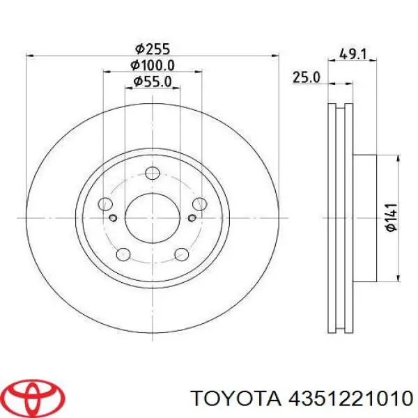 4351221010 Toyota Гальмо дискове переднє