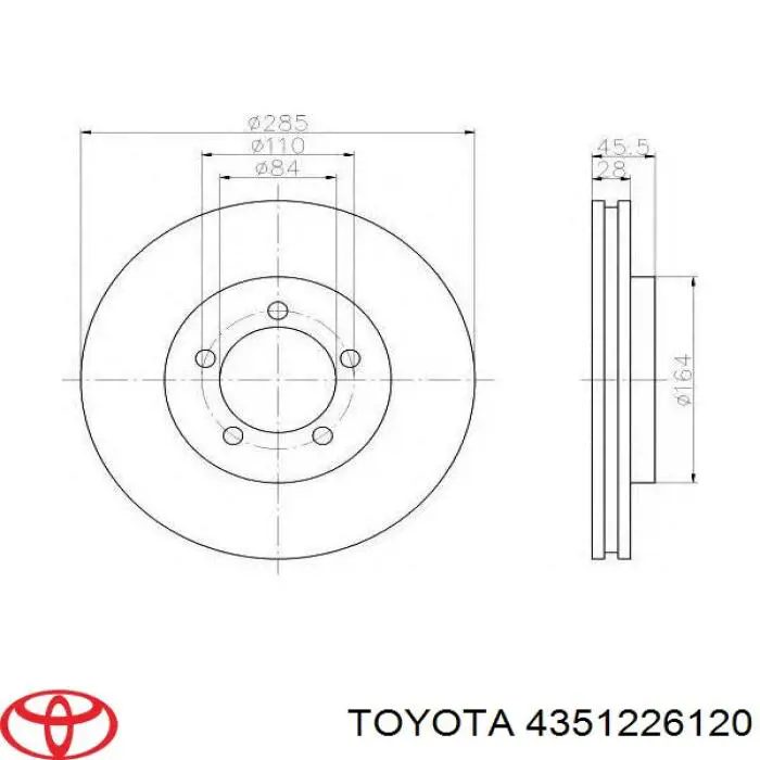 4351226120 Toyota Гальмо дискове переднє
