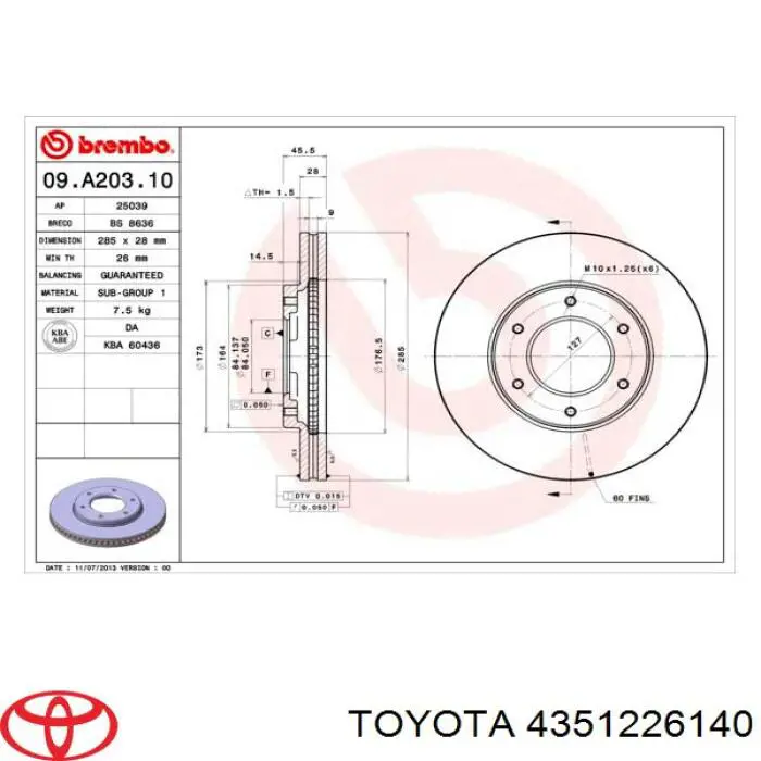 Купити 4351226140 Toyota Ротор гальмівний