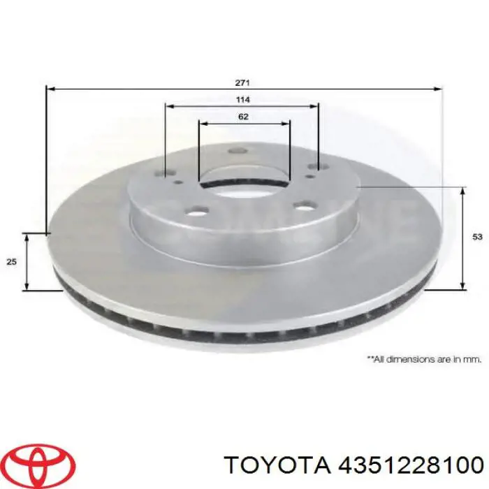 Диск переднього гальма Toyota 4351228100 ціна, від 32.59 USD
