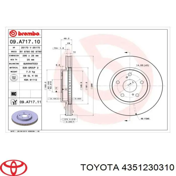 Купити 4351230310 Toyota Ротор гальмівний