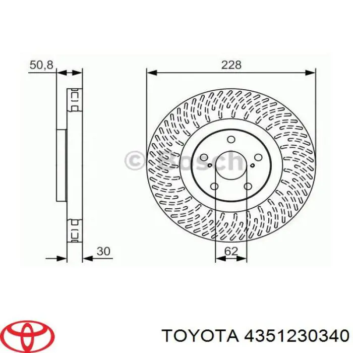 Диск переднього гальма Toyota 4351230340 ціна, від 94.95 USD
