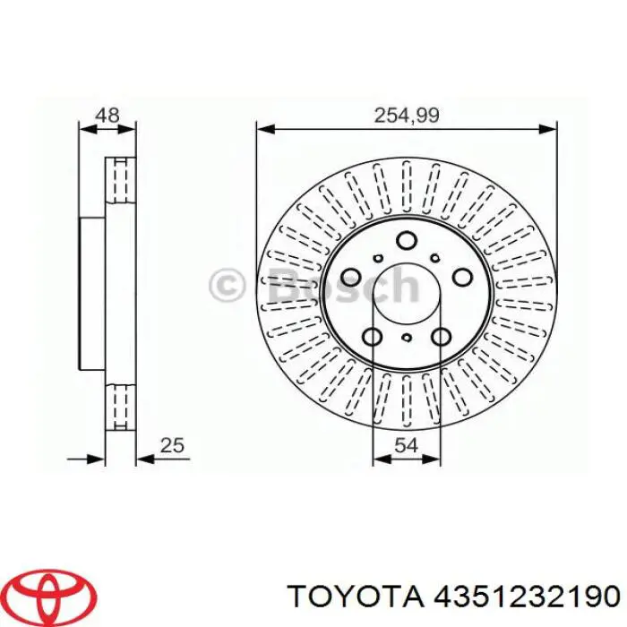 Диск переднього гальма Toyota 4351232190 ціна, від 27.90 USD