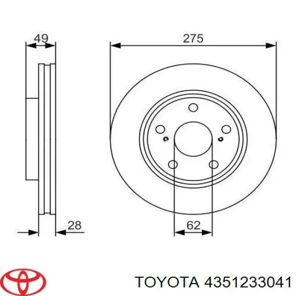 4351233041 Toyota диск гальмівний передній