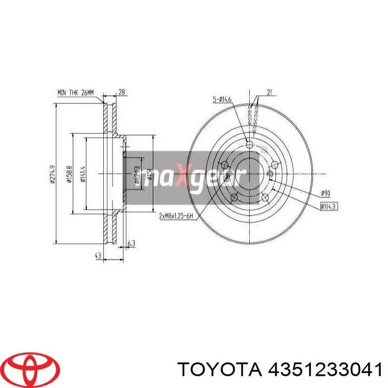 Гальмівні диски передні 4351233041 Toyota