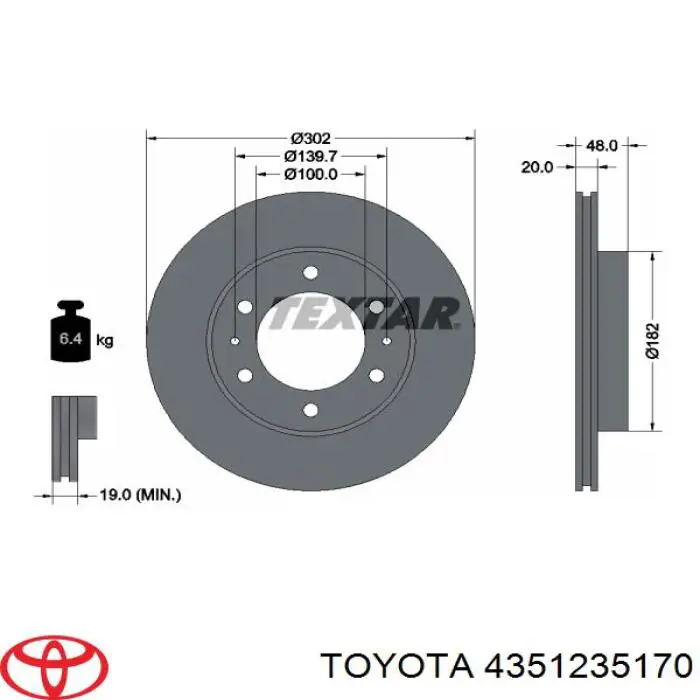 4351235170 Toyota диск гальмівний передній