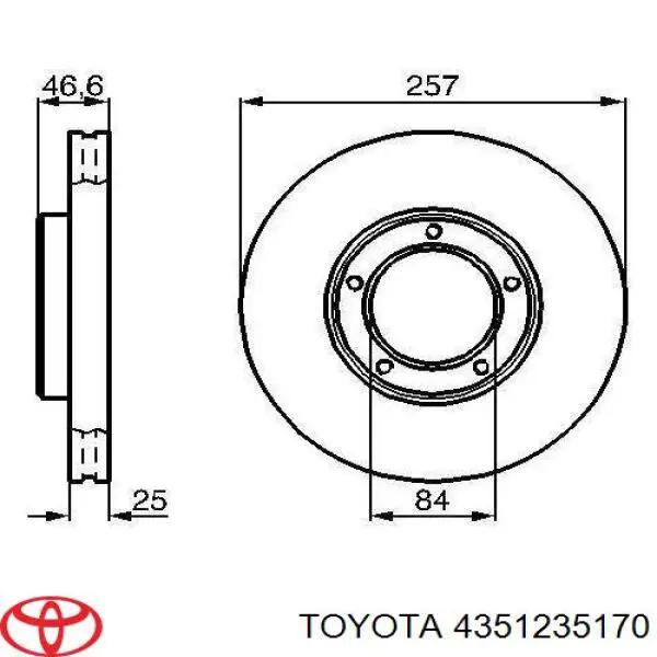 Диск переднього гальма Toyota 4351235170 ціна, від 37.03 USD