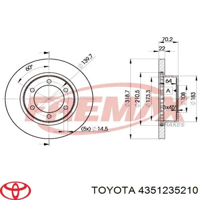 Гальмівні диски передні 4351235210 Toyota