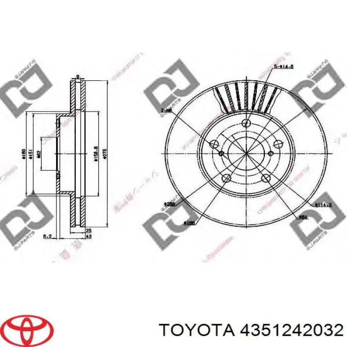Гальмівні диски передні 4351242032 Toyota