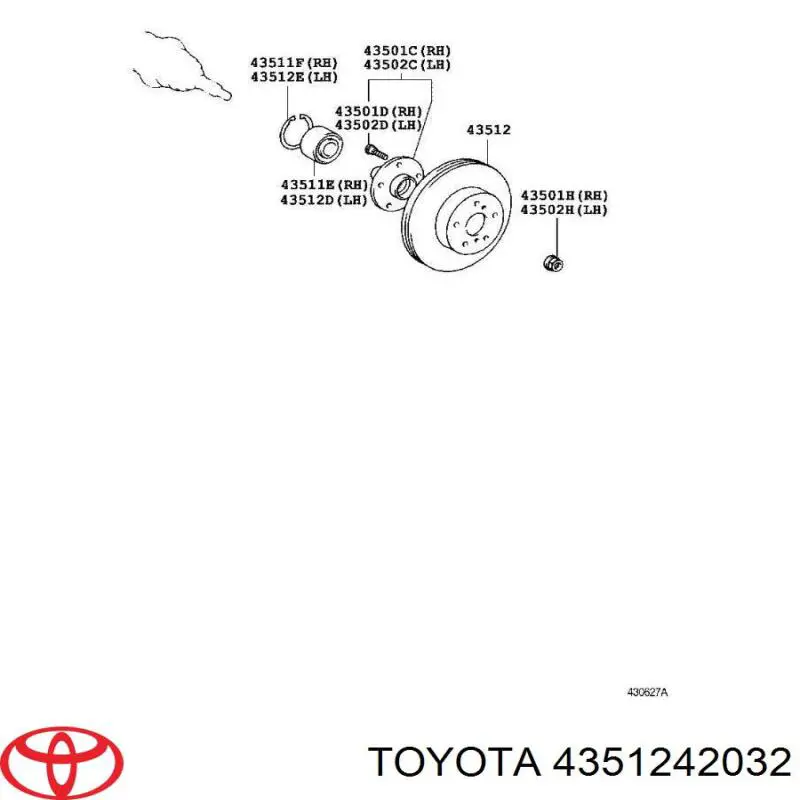4351242032 Toyota Гальмо дискове переднє